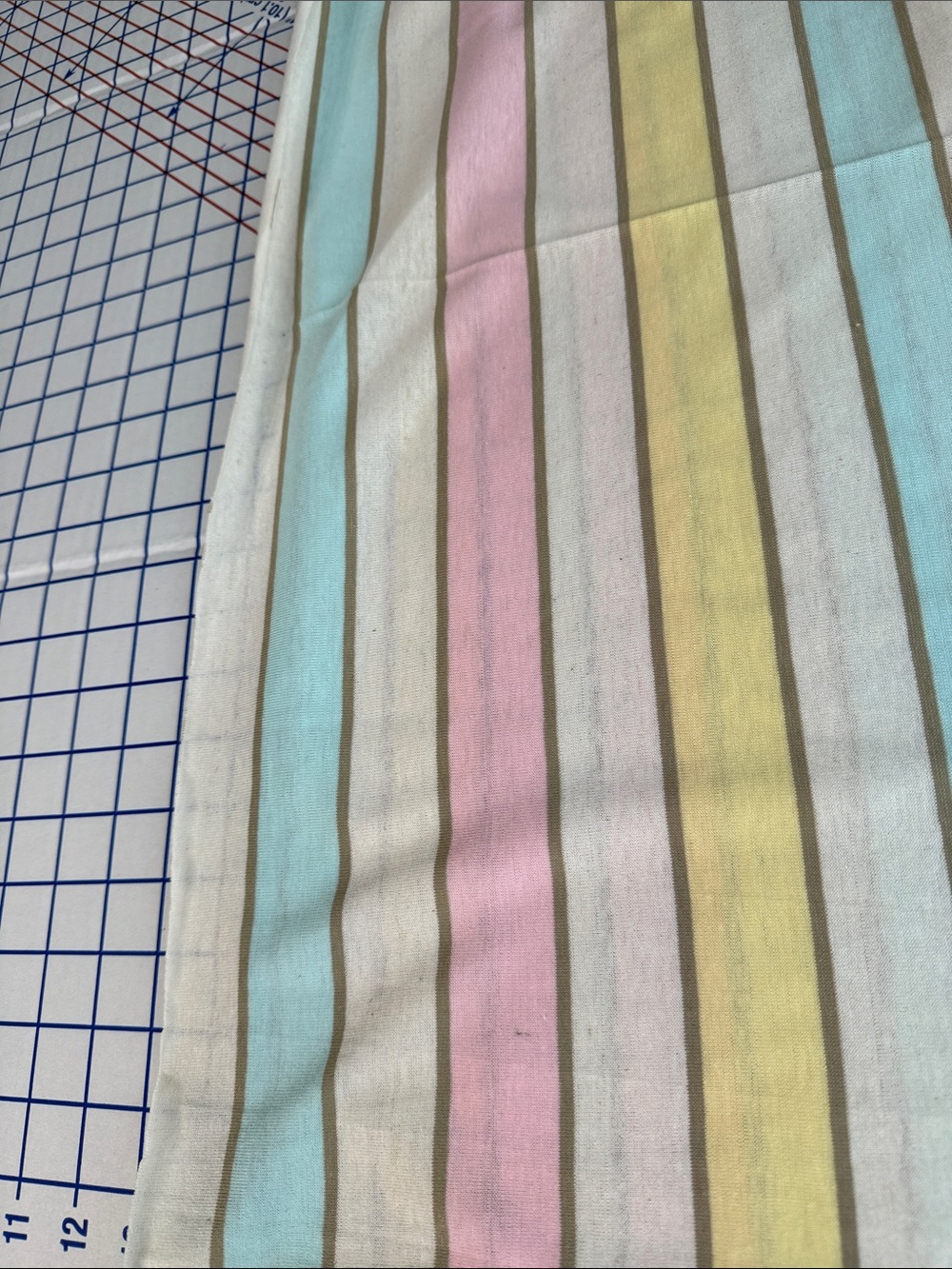 Vintage Pastel Stripe Cotton Jersey Knit Fabric 1.5 Yards x 44” Pink Aqua Yellow - Picture 6 of 12